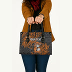 Personalized Wests Tigers Rugby Leather Bag Polynesian Tribal Tiger Warrior - Orange Black Art