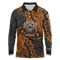 Personalized Wests Tigers Rugby Long Sleeve Polo Shirt Polynesian Tribal Tiger Warrior - Orange Black Art