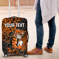Personalized Wests Tigers Rugby Luggage Cover Polynesian Tribal Tiger Warrior - Orange Black Art
