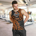 Personalized Wests Tigers Rugby Men Tank Top Polynesian Tribal Tiger Warrior - Orange Black Art