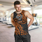 Personalized Wests Tigers Rugby Men Tank Top Polynesian Tribal Tiger Warrior - Orange Black Art