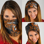 Personalized Wests Tigers Rugby Neck Gaiter Polynesian Tribal Tiger Warrior - Orange Black Art
