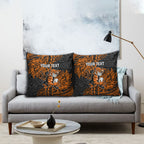 Personalized Wests Tigers Rugby Pillow Cover Polynesian Tribal Tiger Warrior - Orange Black Art