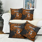 Personalized Wests Tigers Rugby Pillow Cover Polynesian Tribal Tiger Warrior - Orange Black Art