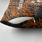Personalized Wests Tigers Rugby Pillow Cover Polynesian Tribal Tiger Warrior - Orange Black Art