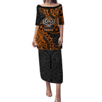 Personalized Wests Tigers Rugby Puletasi Polynesian Tribal Tiger Warrior - Orange Black Art