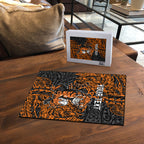 Personalized Wests Tigers Rugby Puzzle Polynesian Tribal Tiger Warrior - Orange Black Art