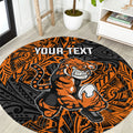 Personalized Wests Tigers Rugby Round Carpet Polynesian Tribal Tiger Warrior - Orange Black Art