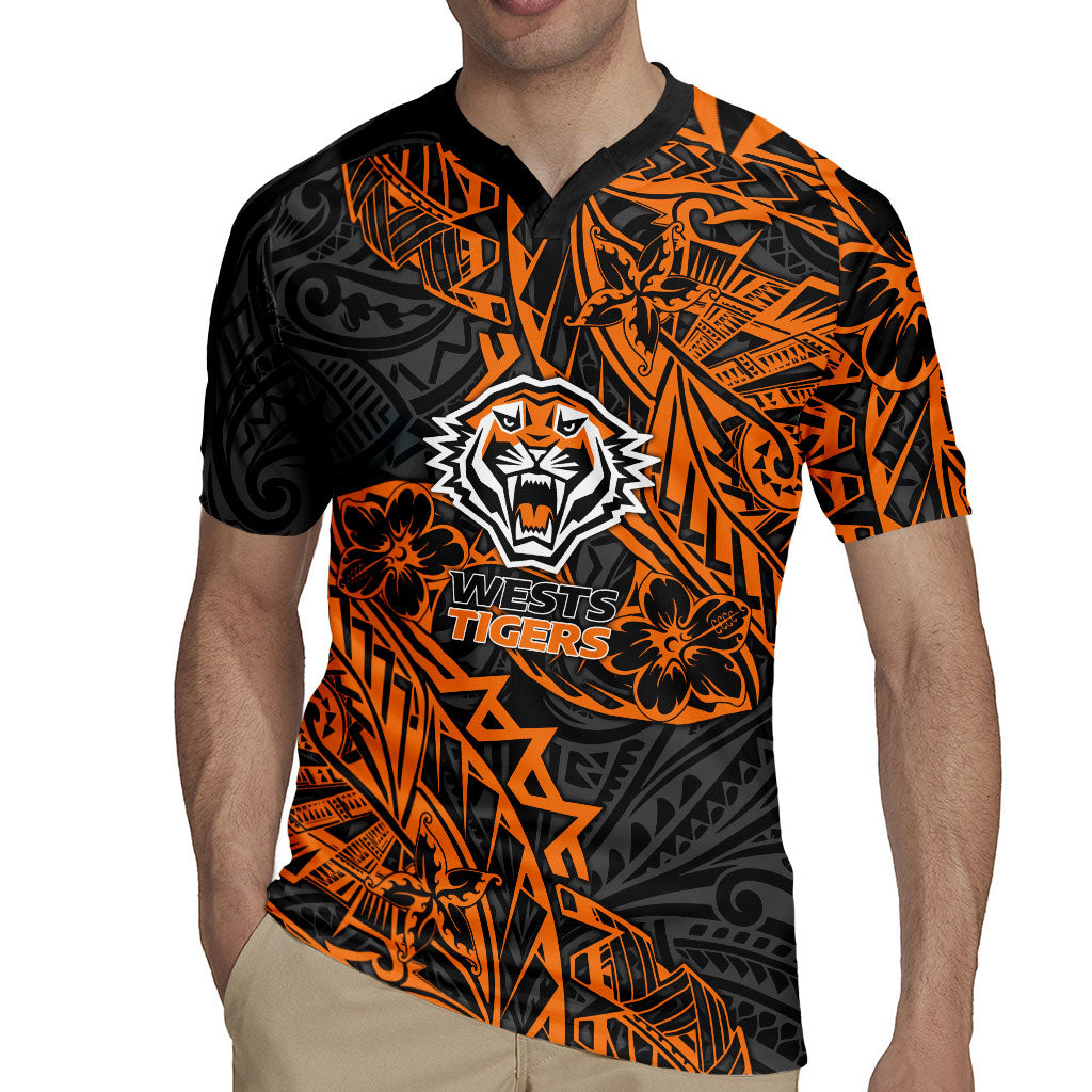 Personalized Wests Tigers Rugby Rugby Jersey Polynesian Tribal Tiger Warrior - Orange Black Art