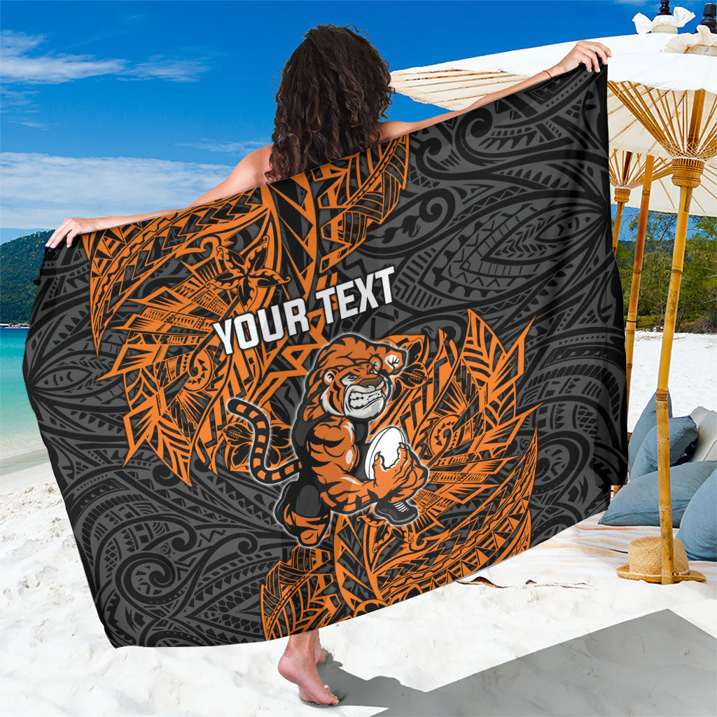 Personalized Wests Tigers Rugby Sarong Polynesian Tribal Tiger Warrior - Orange Black Art