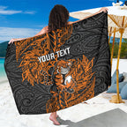Personalized Wests Tigers Rugby Sarong Polynesian Tribal Tiger Warrior - Orange Black Art