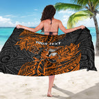 Personalized Wests Tigers Rugby Sarong Polynesian Tribal Tiger Warrior - Orange Black Art