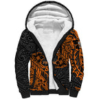 Personalized Wests Tigers Rugby Sherpa Hoodie Polynesian Tribal Tiger Warrior - Orange Black Art