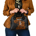 Personalized Wests Tigers Rugby Shoulder Handbag Polynesian Tribal Tiger Warrior - Orange Black Art