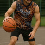 Personalized Wests Tigers Rugby Sleeveless Hoodie Polynesian Tribal Tiger Warrior - Orange Black Art