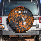Personalized Wests Tigers Rugby Spare Tire Cover Polynesian Tribal Tiger Warrior - Orange Black Art