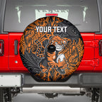 Personalized Wests Tigers Rugby Spare Tire Cover Polynesian Tribal Tiger Warrior - Orange Black Art