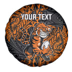 Personalized Wests Tigers Rugby Spare Tire Cover Polynesian Tribal Tiger Warrior - Orange Black Art