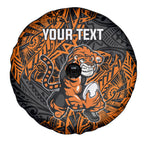 Personalized Wests Tigers Rugby Spare Tire Cover Polynesian Tribal Tiger Warrior - Orange Black Art