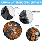 Personalized Wests Tigers Rugby Spare Tire Cover Polynesian Tribal Tiger Warrior - Orange Black Art
