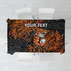 Personalized Wests Tigers Rugby Tablecloth Polynesian Tribal Tiger Warrior - Orange Black Art