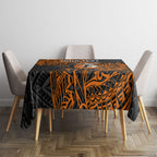 Personalized Wests Tigers Rugby Tablecloth Polynesian Tribal Tiger Warrior - Orange Black Art