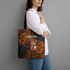 Personalized Wests Tigers Rugby Tote Bag Polynesian Tribal Tiger Warrior - Orange Black Art