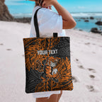 Personalized Wests Tigers Rugby Tote Bag Polynesian Tribal Tiger Warrior - Orange Black Art