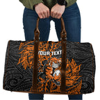 Personalized Wests Tigers Rugby Travel Bag Polynesian Tribal Tiger Warrior - Orange Black Art