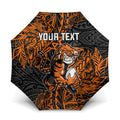 Personalized Wests Tigers Rugby Umbrella Polynesian Tribal Tiger Warrior - Orange Black Art