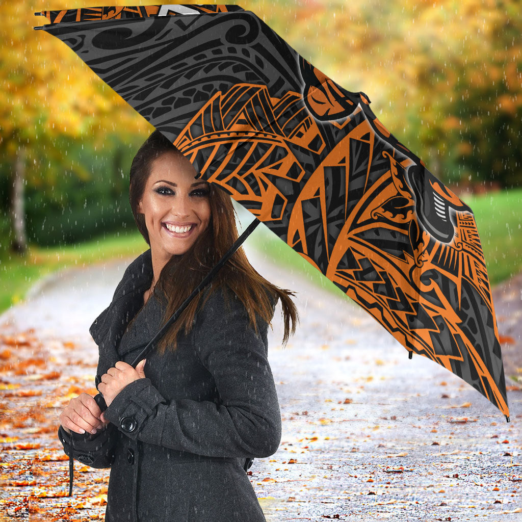 Personalized Wests Tigers Rugby Umbrella Polynesian Tribal Tiger Warrior - Orange Black Art