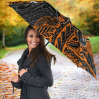 Personalized Wests Tigers Rugby Umbrella Polynesian Tribal Tiger Warrior - Orange Black Art