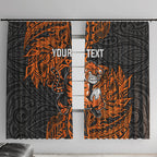 Personalized Wests Tigers Rugby Window Curtain Polynesian Tribal Tiger Warrior - Orange Black Art