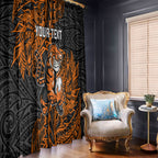 Personalized Wests Tigers Rugby Window Curtain Polynesian Tribal Tiger Warrior - Orange Black Art