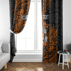 Personalized Wests Tigers Rugby Window Curtain Polynesian Tribal Tiger Warrior - Orange Black Art