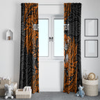 Personalized Wests Tigers Rugby Window Curtain Polynesian Tribal Tiger Warrior - Orange Black Art