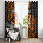 Personalized Wests Tigers Rugby Window Curtain Polynesian Tribal Tiger Warrior - Orange Black Art