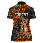 Personalized Wests Tigers Rugby Women Polo Shirt Polynesian Tribal Tiger Warrior - Orange Black Art