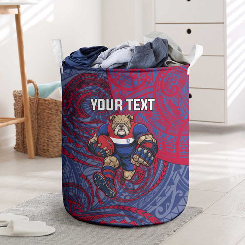 Custom Western Bulldogs Mascot Laundry Basket Polynesian Tribal Swirl Dynamic - Bulldog Football