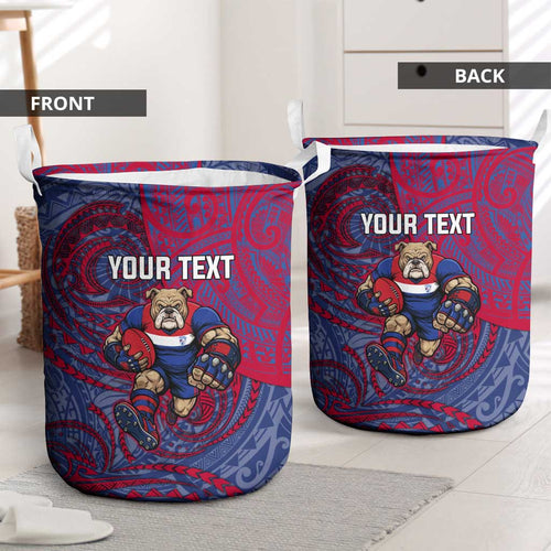 Custom Western Bulldogs Mascot Laundry Basket Polynesian Tribal Swirl Dynamic - Bulldog Football