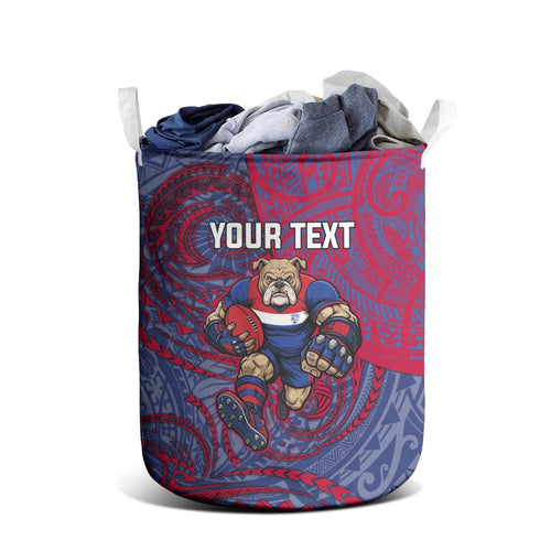 Custom Western Bulldogs Mascot Laundry Basket Polynesian Tribal Swirl Dynamic - Bulldog Football