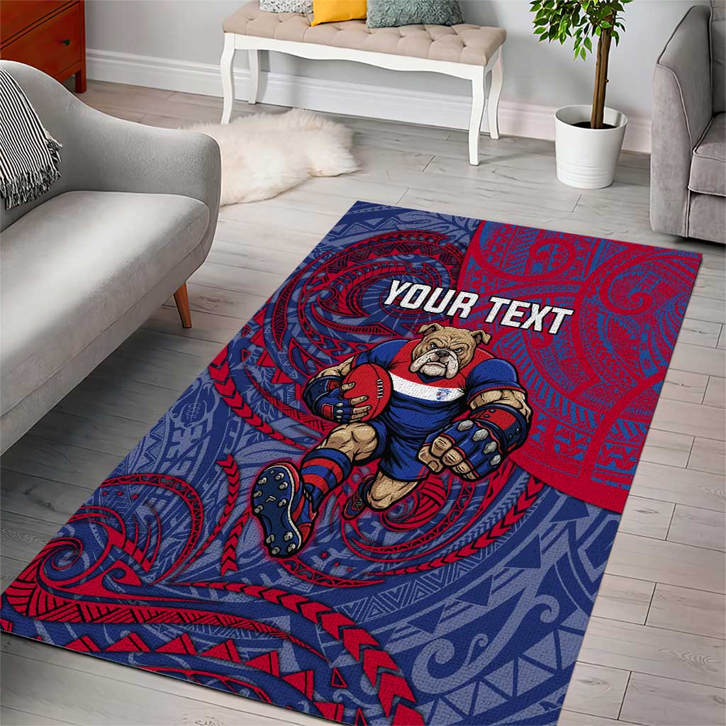 Custom Western Bulldogs Mascot Area Rug Polynesian Tribal Swirl Dynamic - Bulldog Football