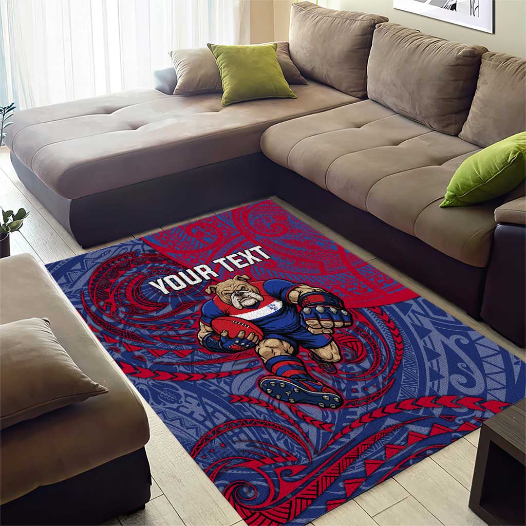 Custom Western Bulldogs Mascot Area Rug Polynesian Tribal Swirl Dynamic - Bulldog Football