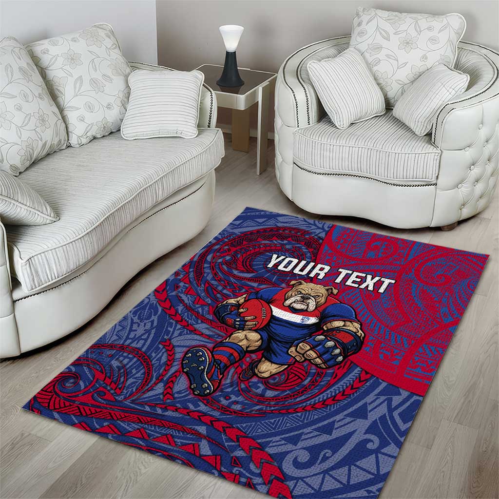 Custom Western Bulldogs Mascot Area Rug Polynesian Tribal Swirl Dynamic - Bulldog Football