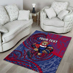 Custom Western Bulldogs Mascot Area Rug Polynesian Tribal Swirl Dynamic - Bulldog Football