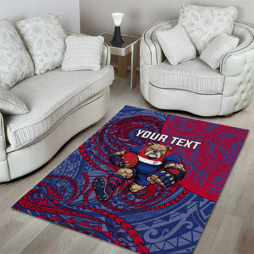 Custom Western Bulldogs Mascot Area Rug Polynesian Tribal Swirl Dynamic - Bulldog Football