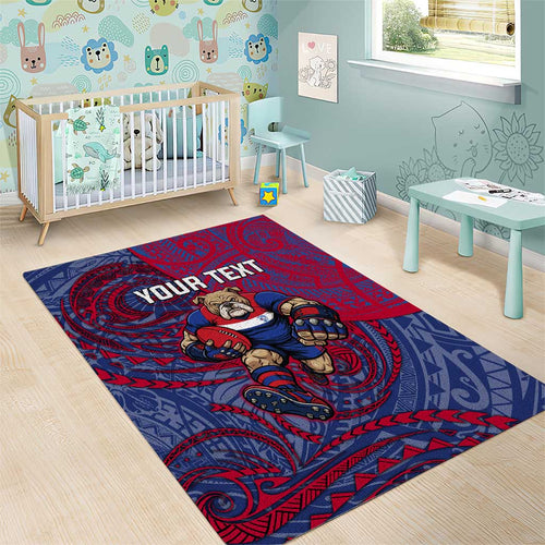 Custom Western Bulldogs Mascot Area Rug Polynesian Tribal Swirl Dynamic - Bulldog Football