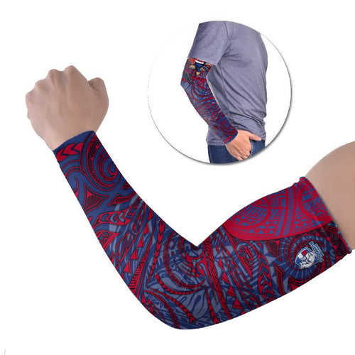 Custom Western Bulldogs Mascot Arm Sleeves Polynesian Tribal Swirl Dynamic - Bulldog Football
