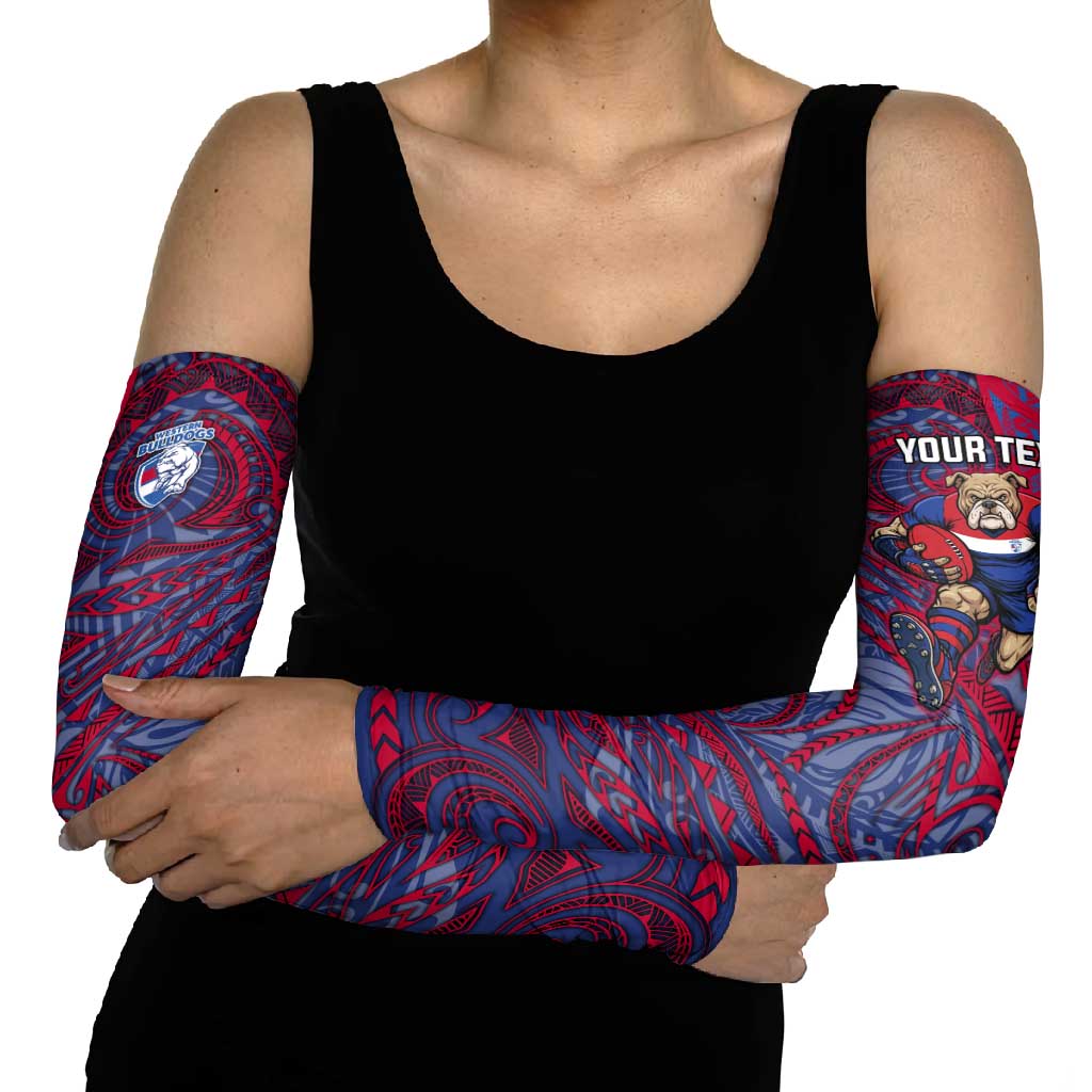 Custom Western Bulldogs Mascot Arm Sleeves Polynesian Tribal Swirl Dynamic - Bulldog Football