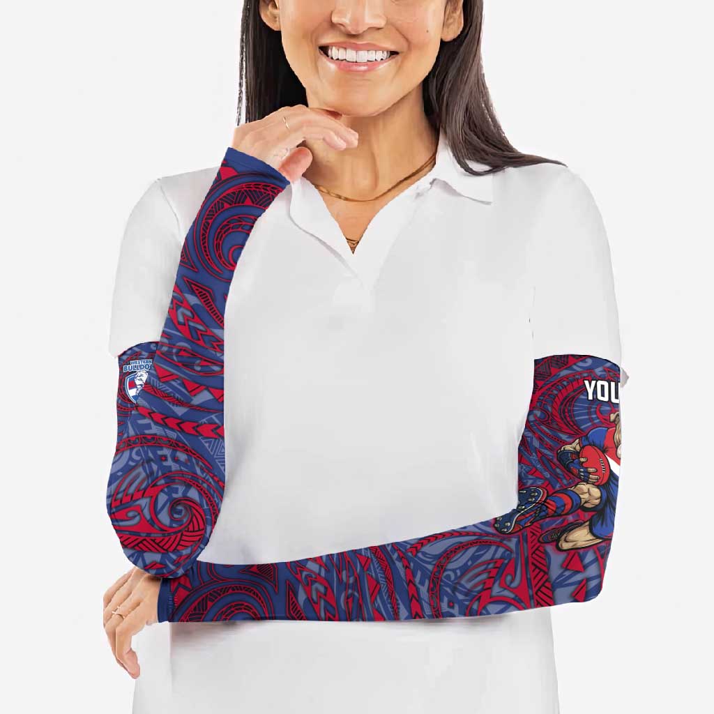 Custom Western Bulldogs Mascot Arm Sleeves Polynesian Tribal Swirl Dynamic - Bulldog Football